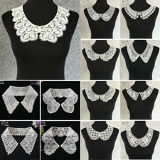 White Flower Collar Trims Embroidery Neckline Sewing Applique Patch Fabric Craft