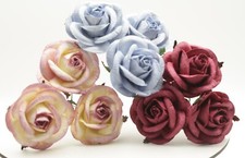 Mulberry paper Roses Flowers 5cm large varied colours card making