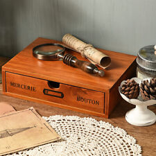 Wooden Retro Cosmetics Toy Storage Case Drawer Desktop Boxes Office