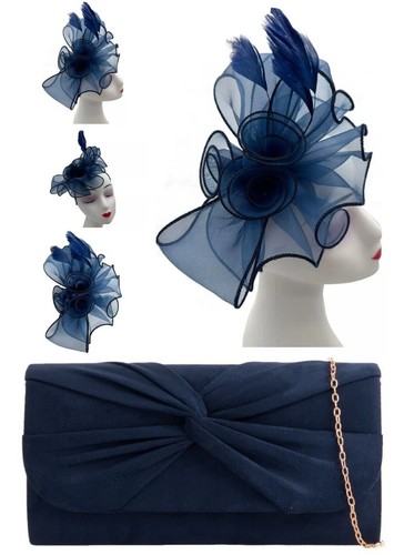 Navy blue fascinator evening - blue,