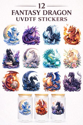 12x fantasy dragon - uv, dtf