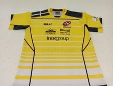 Cornish Pirates Rugby Shirt Yellow BLK Size XL Truro Penwith College Pre Loved 