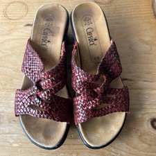 Comfy Caprice Slip On Sandal Wedges Dark Red Plaited UK4.5 Width G