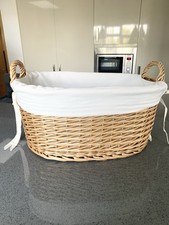 Extra Large Heavy Duty Wicker Log / Storage / Laundry Basket With Liner & Handle