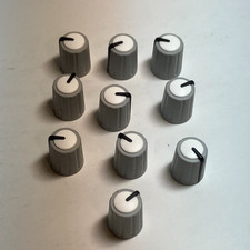 Lot of 10 Peavey Grey / White Mixer PA Knobs - NEW! 6mm D Shaft - 9mm Diameter