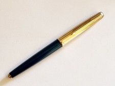 Gorgeous 1970's Parker 65 Custom Teal & Gold Cap Fountain Pen 14ct Gold Nib