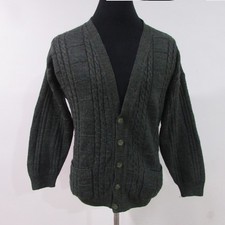 Men’s Tom Sayers Aran Wool Blend Cardigan Green Chest 50/52 0Size XL SKU Y14763