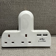 UK Mains Extension Socket 2 Way-Gang Cable Power Socket with 2 USBs