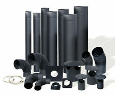 BLACK STEEL FLUE LINER PIPES BENDS RAIN CAPS WALL BRACKETS for stoves - CHIMNEY