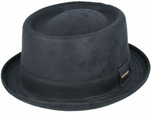 Faux leather look hat trilby - hat,