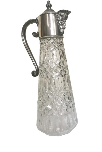 Vintage cut glass claret jug - glass,