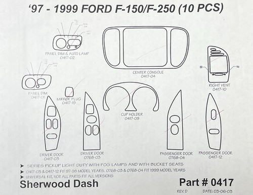 Ford 150 f 250 dash - 97-99,