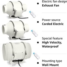 UK 4/6/8 inch diameter Inline Extractor Fan Bathroom Shower Ceiling Loft Mount