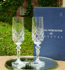 Royal Worcester Crystal Glass Champagne Flutes MELODY Glasses