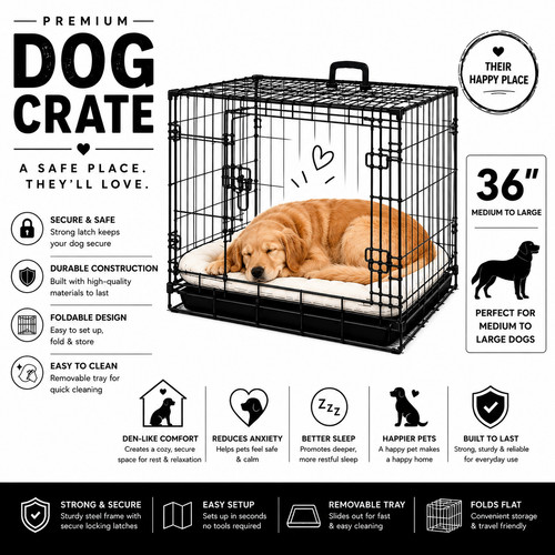 Premium folding dog crate - dog,