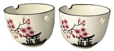 Rice Bowls x 2 Decorative White with Pink Blossom Crockery Catering FREE POSTAGE