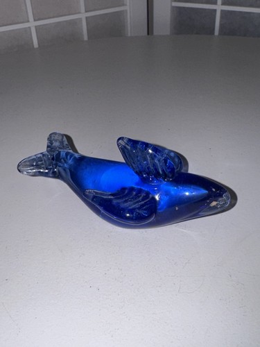 Decorative blue art glass fish - glass,