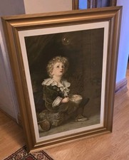 Large Antique Bubbles Framed  John Everett Millais Pears Print 37" X 27" 