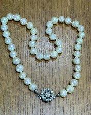 Vintage CHRISTIAN DIOR Pearl Necklace With Diamanté Clasp 1980s