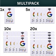 NFC Google Review Card Contactless White Multipack - Grow Sales Boost Reviews UK