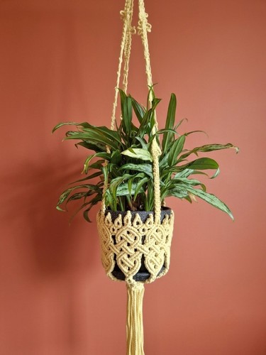 Medium macrame plant hanger - macrame,