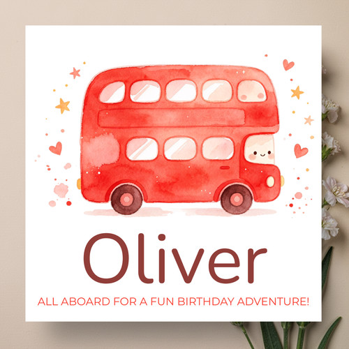Personalised bus birthday card - bus,