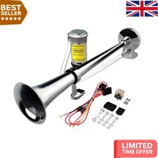 12V 150dB Chrome Zinc Single Trumpet Horn for Any Vehicle - Powerful Sound
