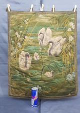 Vintage French Beautiful Swan in Pond Scene Wall Hanging Tapestry 77x64 cm