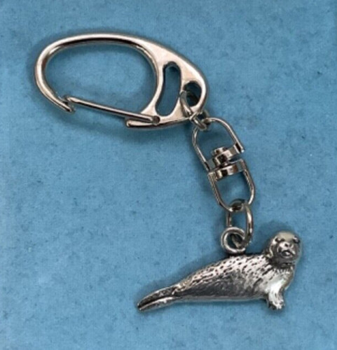 Seal silver pewter keyring - seal, (p)