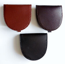 Horseshoe Leather Coin Tray Wallet Purse in Black Tan Dark Brown - Big Or Small