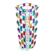 Murano Glass Vase Multi Coloured Purple Hand Made Painted Millefiori 16cm High