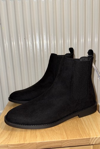 Black faux suede - black, boot