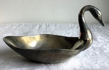 Vintage Plated Brass Swan Trinket Sweet / Candy / Nuts Dish