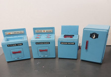 Vintage Dolls House Blue Metal Kitchen Range Cooker Sink Washing Machine Fridge