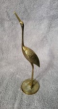 Sculpture Solid Brass Bird Crane Heron 32cm Tall Original Patina Vintage 1960s