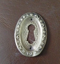 W32mmH40mm Old Brass Escutcheon Vintage Oval Keyhole Cover Plate Antique £6 each