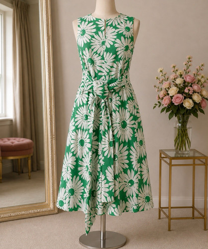 Hobbs green white floral - floral, twill
