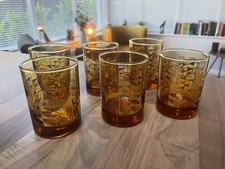 Set of 6 Vintage Amber Glasses