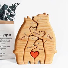 Personalised Bear Family Wooden Puzzle Toy Family of Bears Educational DIY