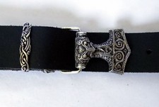 Viking Thor's Hammer Buckle Belt 4 cm Larp Reenactment Clothing - NEW