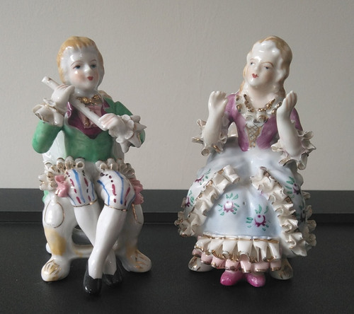 Two vintage porcelain figures - porcelain,