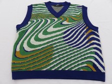 JADED LONDON TANK TOP SLEEVELESS JUMPER PURPLE GREEN RETRO PATTERN UK 16 ACRYLIC