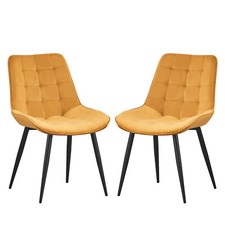 Set 1/2 Velvet Dining chair Lounge Chair Padded Seat Back Black Leg  Dining Room