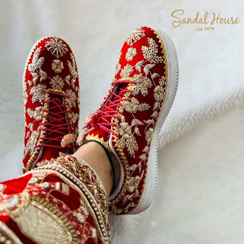 Handmade bridal trainers red - handmade,