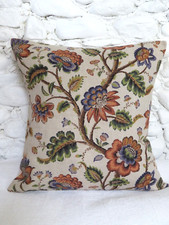Large Cushion Cover, Linen,  Chenille, Floral, 22", Beige, Green, Purple, Orange