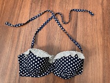 New Look / Kelly Brook Navy Polka Dot Halter Neck underwired Bikini Top Size 36D