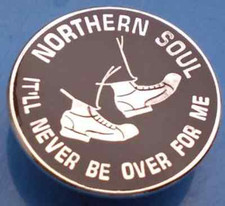 Northern Soul It'll Never Be Over For Me Circle Silver & Black Enamel Pin Badge