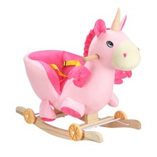 Baby Rocking Horse Wooden Plush Children Ride On Toy for Aged 1–3 Seat Xmas Gift
