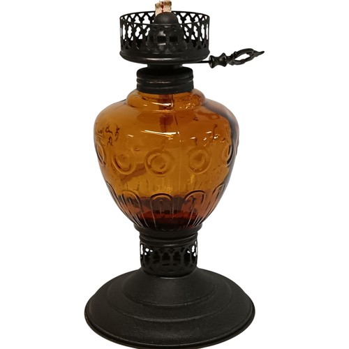 Orange glass oil lamp - glass,