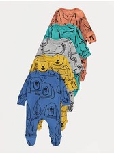5 Pack Baby Boy Zip Sleepsuits